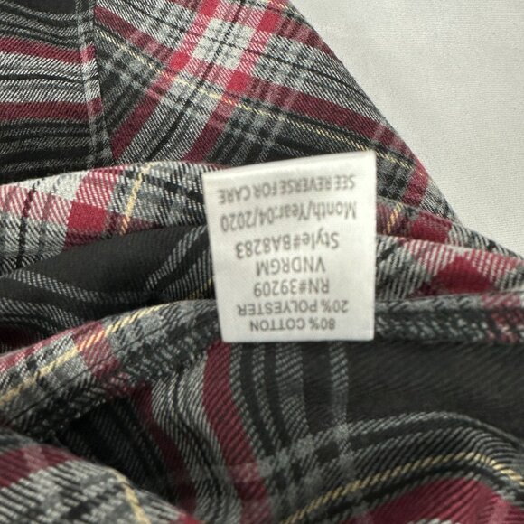 Burnside Mens Plaid Flannel Shirt Medium Black Red Check Button Down Long Sleeve - Picture 4 of 5